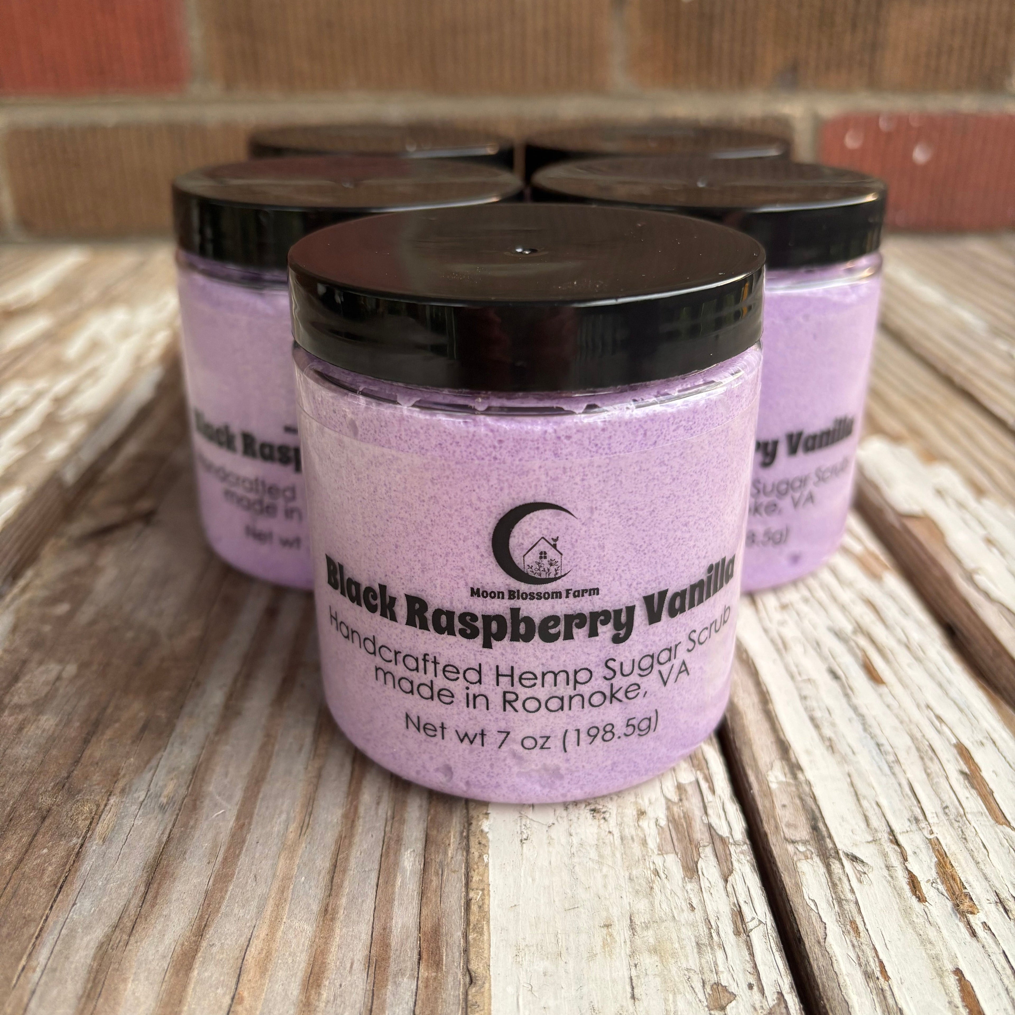 Jar of purple sugar scrub